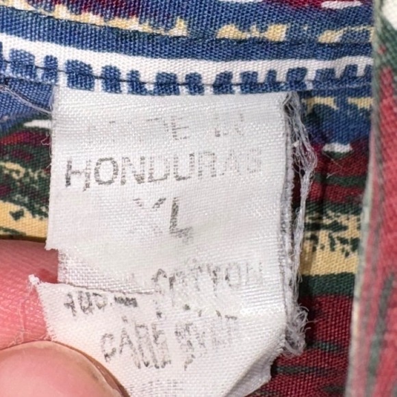 Vintage 90s IAMSA Southwestern Button Up Shirt XL‎ Blue Red Aztec Feather USA - Picture 6 of 6